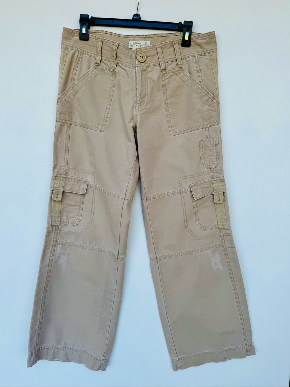 Vintage Old Navy Khaki Cargo Pants Y2K Utility Wide Leg Streetwear Women’s Size